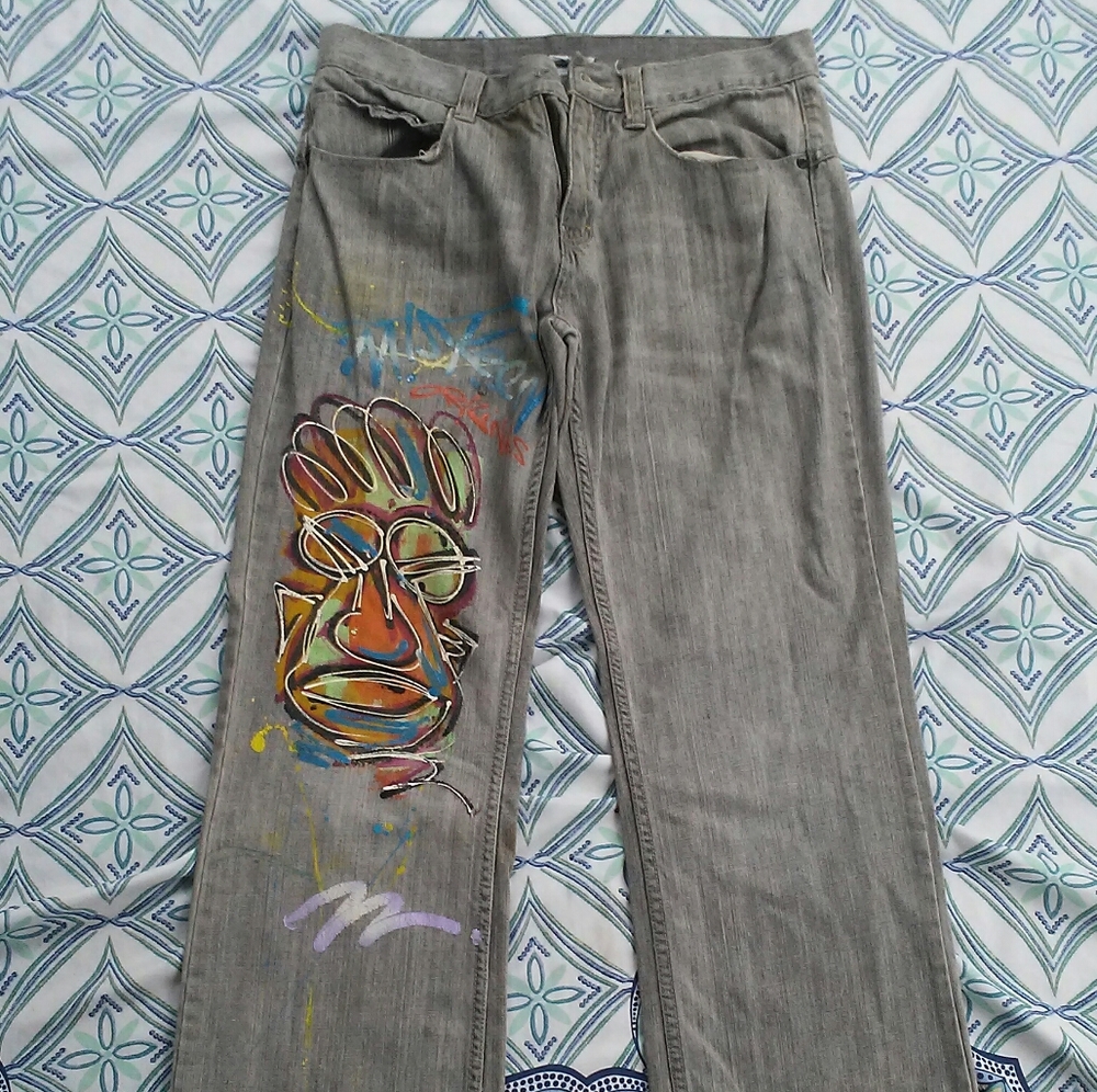 Miskeen Jeans Graffiti Rare grey bootcut 34x40